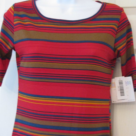 * 2/$15 LuLaRoe Julia Dress XS NWT $46 Red Stripe Stretch Body Con Sheath - Picture 2 of 4